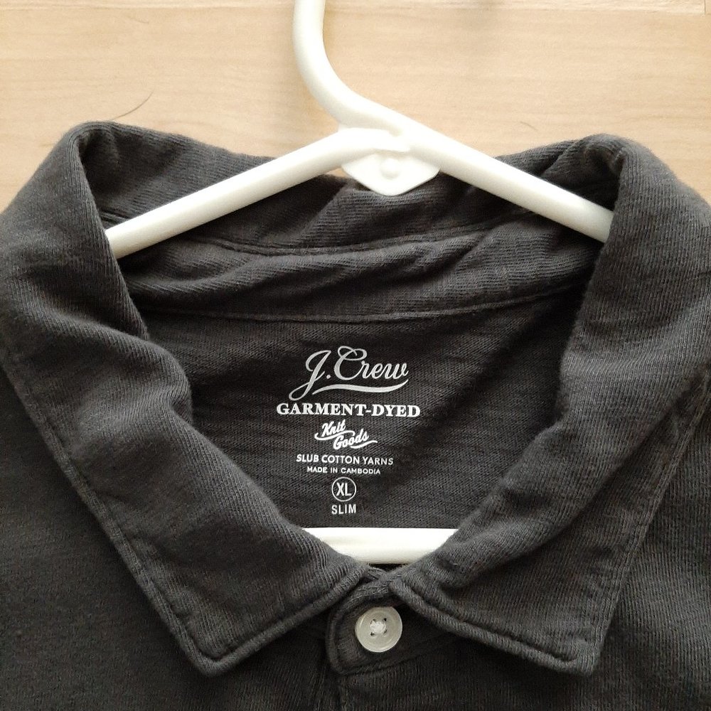 J. CREW- mens Slub Cotton Garment-Dyed Polo shirt- XL slim